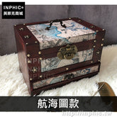 INPHIC-首飾盒禮物盒梳妝盒百寶盒復古創意木質收納盒中國風做舊桌面-航海圖款